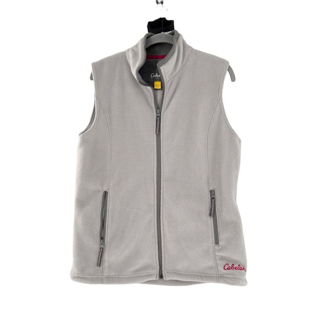 Cabelas Womens‎ Gray Fleece Vest Small Zip-Up Sleeveless Outdoor Layer Cabin